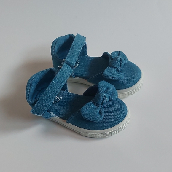 Jumpin Beans Blue Toddler Girls Shoes with Bow Size 7 - Picture 1 of 5